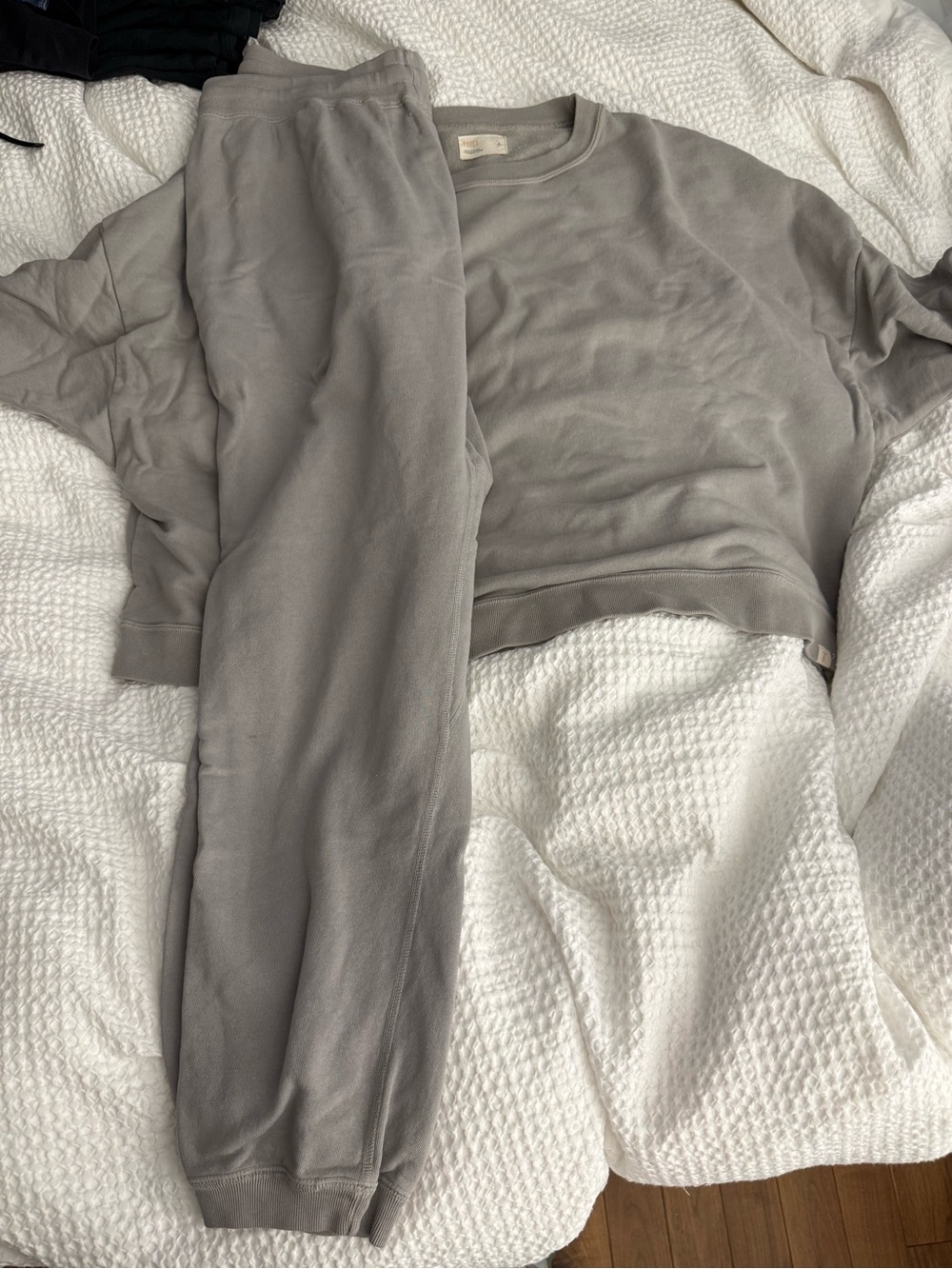 TKEES Cozy Crewneck Sweatshirt and Joggers - Gray